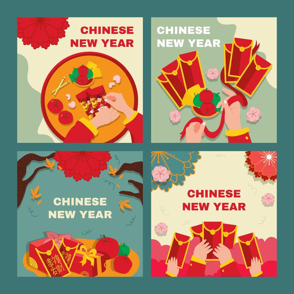 publications sur les réseaux sociaux de poche rouge du nouvel an chinois vecteur