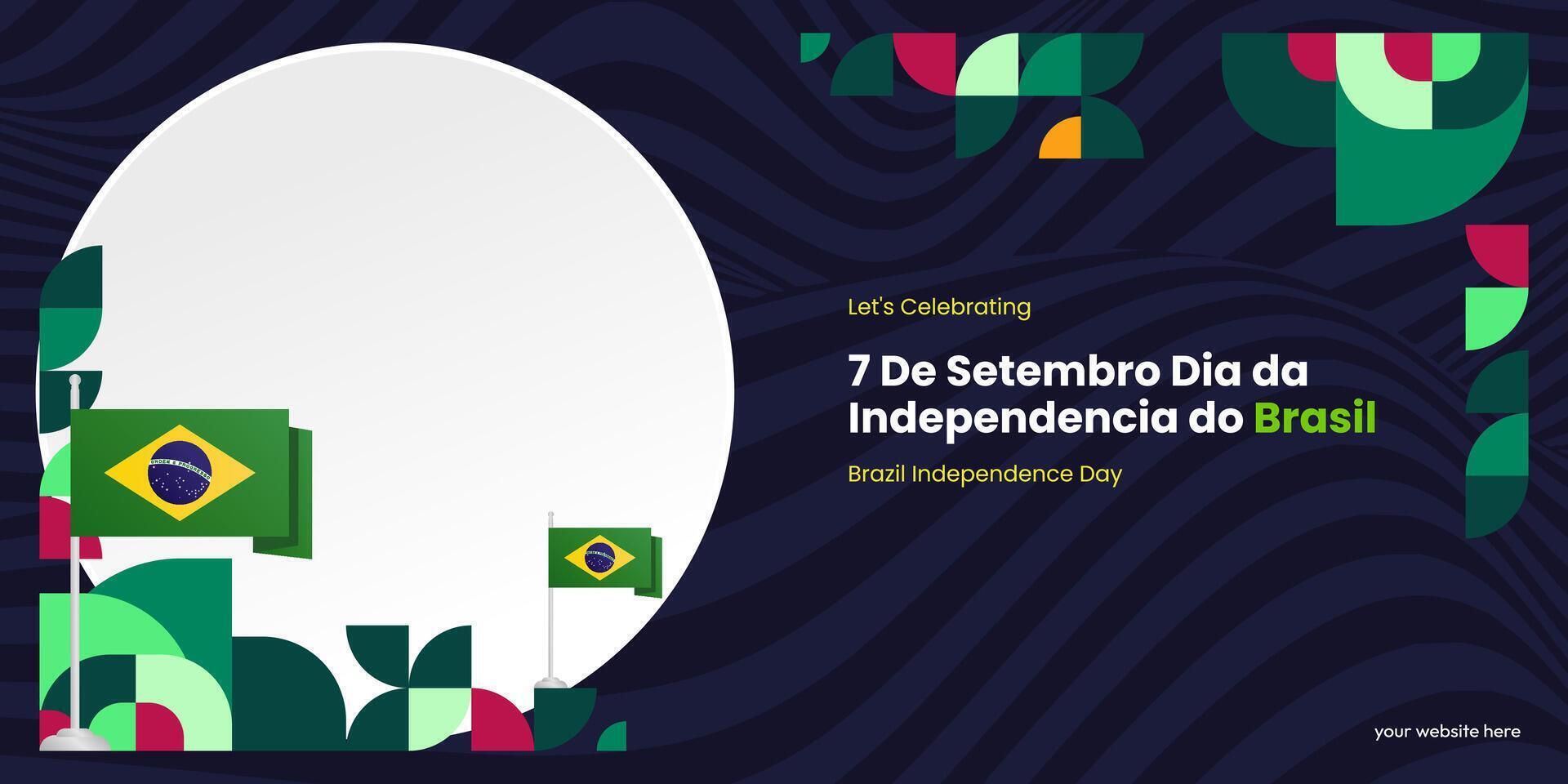 Brésil indépendance journée bannière dans coloré moderne géométrique style. nationale indépendance journée salutation carte couverture avec typographie. vecteur illustration pour nationale vacances fête fête