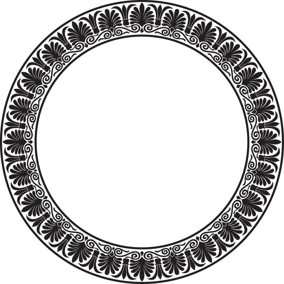 vecteur monochrome noir rond classique grec ornement. européen ornement. frontière, cadre, cercle, bague ancien Grèce, romain Empire.