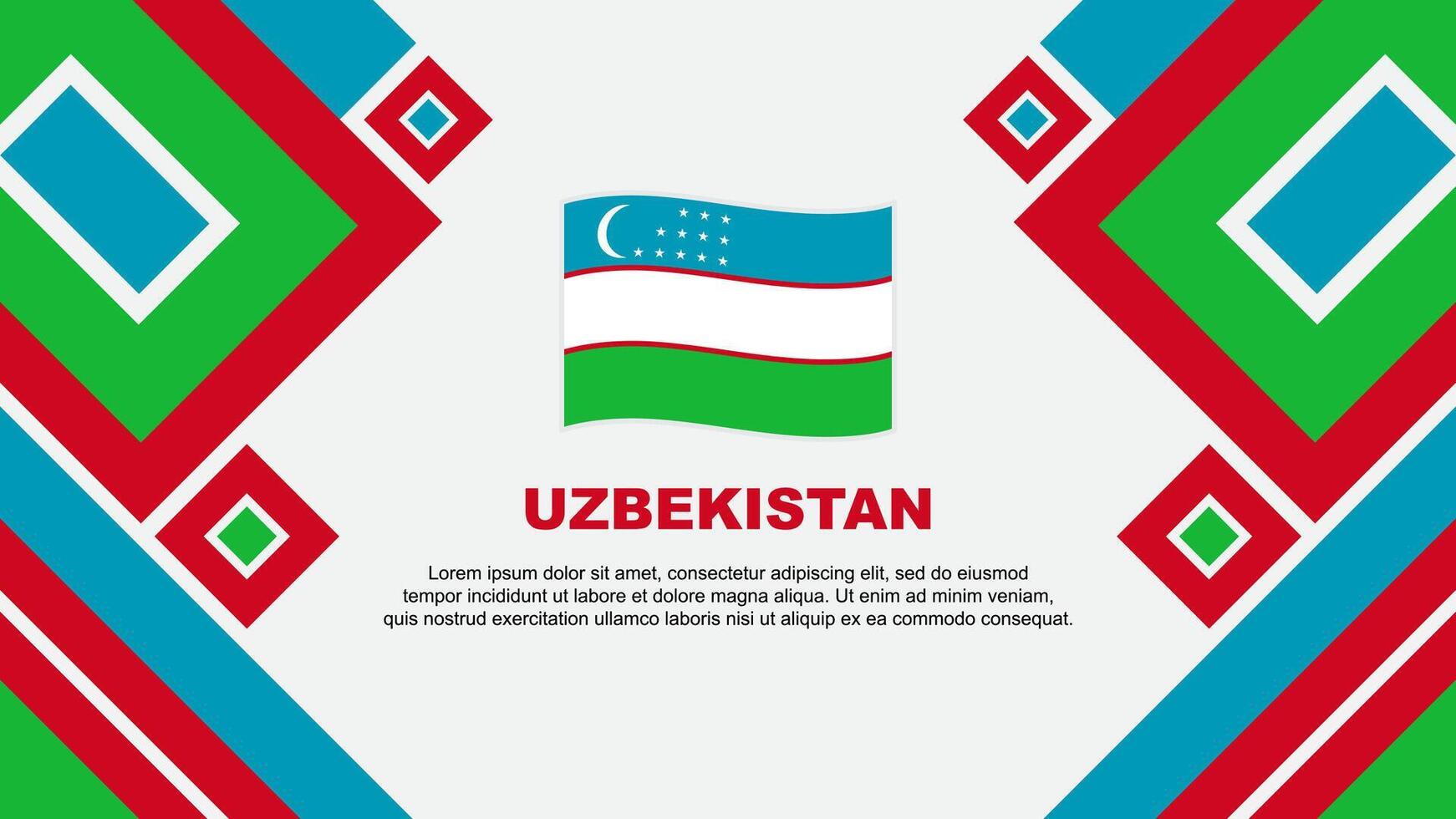Ouzbékistan drapeau abstrait Contexte conception modèle. Ouzbékistan indépendance journée bannière fond d'écran vecteur illustration. Ouzbékistan dessin animé