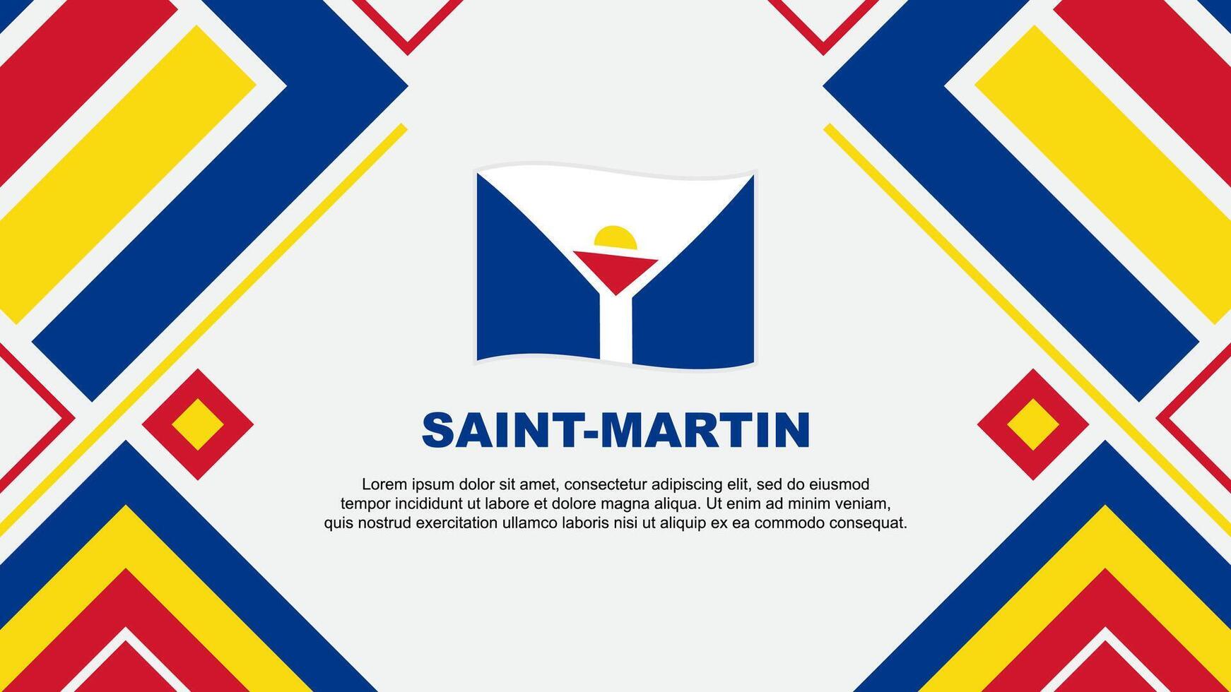 Saint Martin drapeau abstrait Contexte conception modèle. Saint Martin indépendance journée bannière fond d'écran vecteur illustration. Saint Martin drapeau