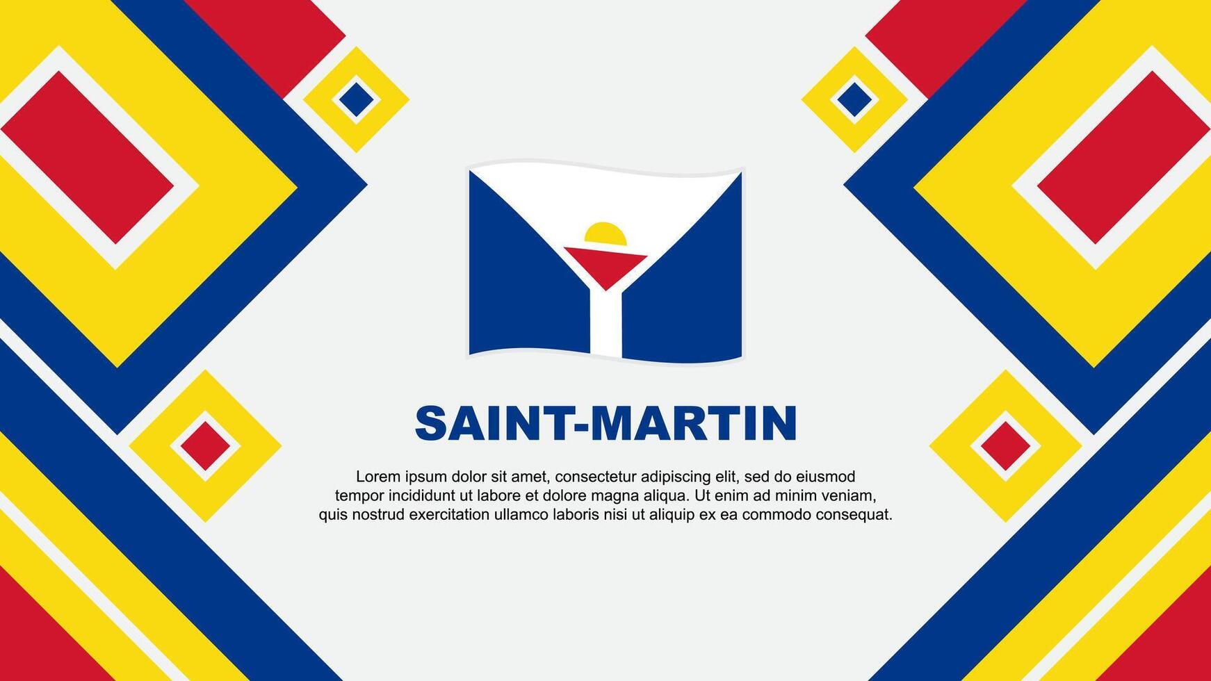 Saint Martin drapeau abstrait Contexte conception modèle. Saint Martin indépendance journée bannière fond d'écran vecteur illustration. Saint Martin dessin animé