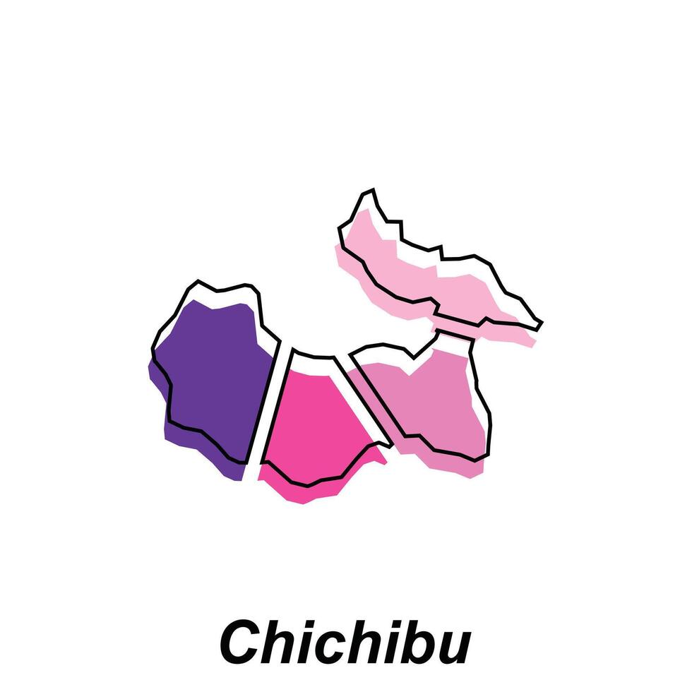 haute qualité détaillé carte coloré de chichibu ville illustration conception modèle vecteur