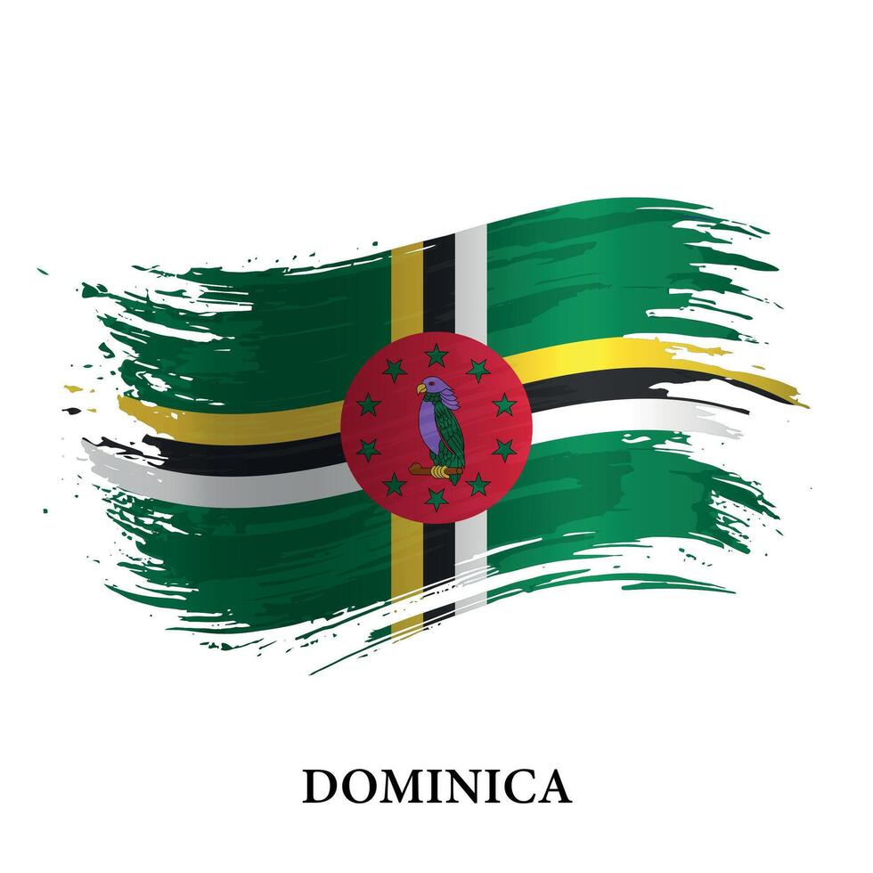 grunge drapeau de dominique, brosse accident vasculaire cérébral vecteur