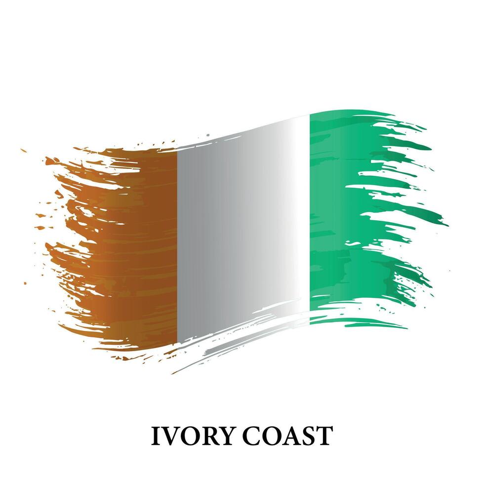 grunge drapeau de Ivoire côte, brosse accident vasculaire cérébral vecteur