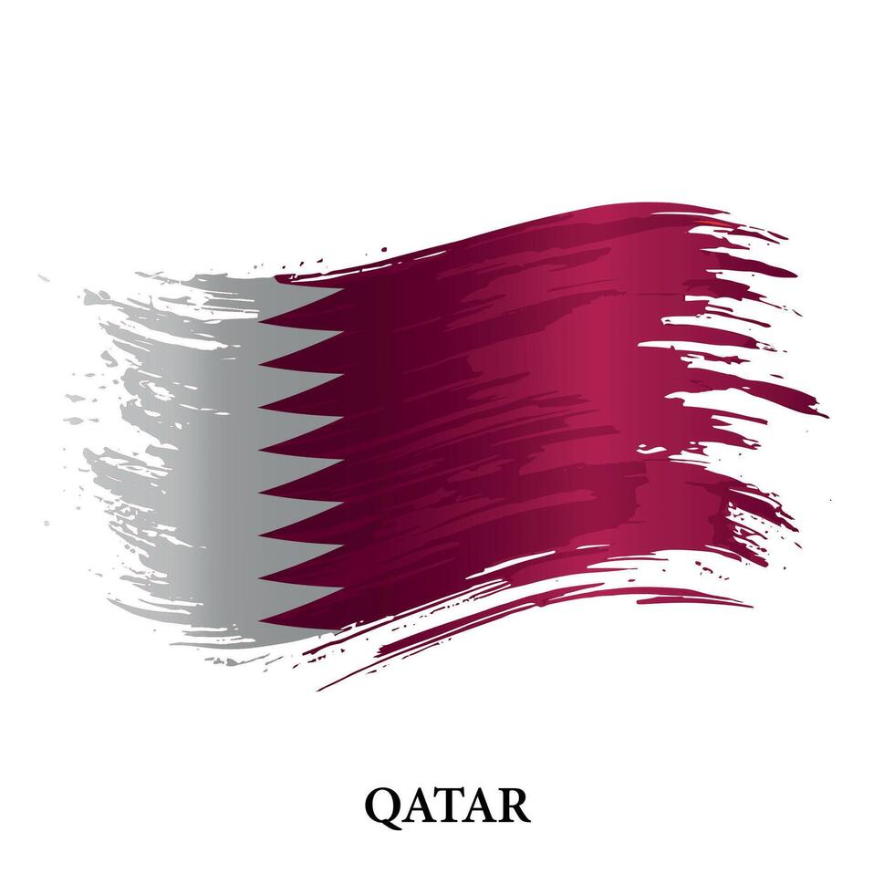 grunge drapeau de Qatar, brosse accident vasculaire cérébral Contexte vecteur