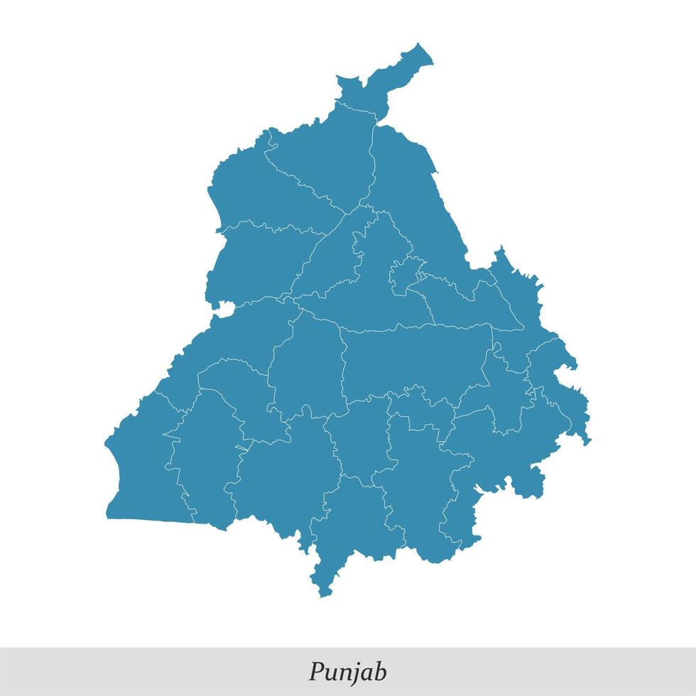 carte de punjab est une Etat de Inde avec les quartiers vecteur