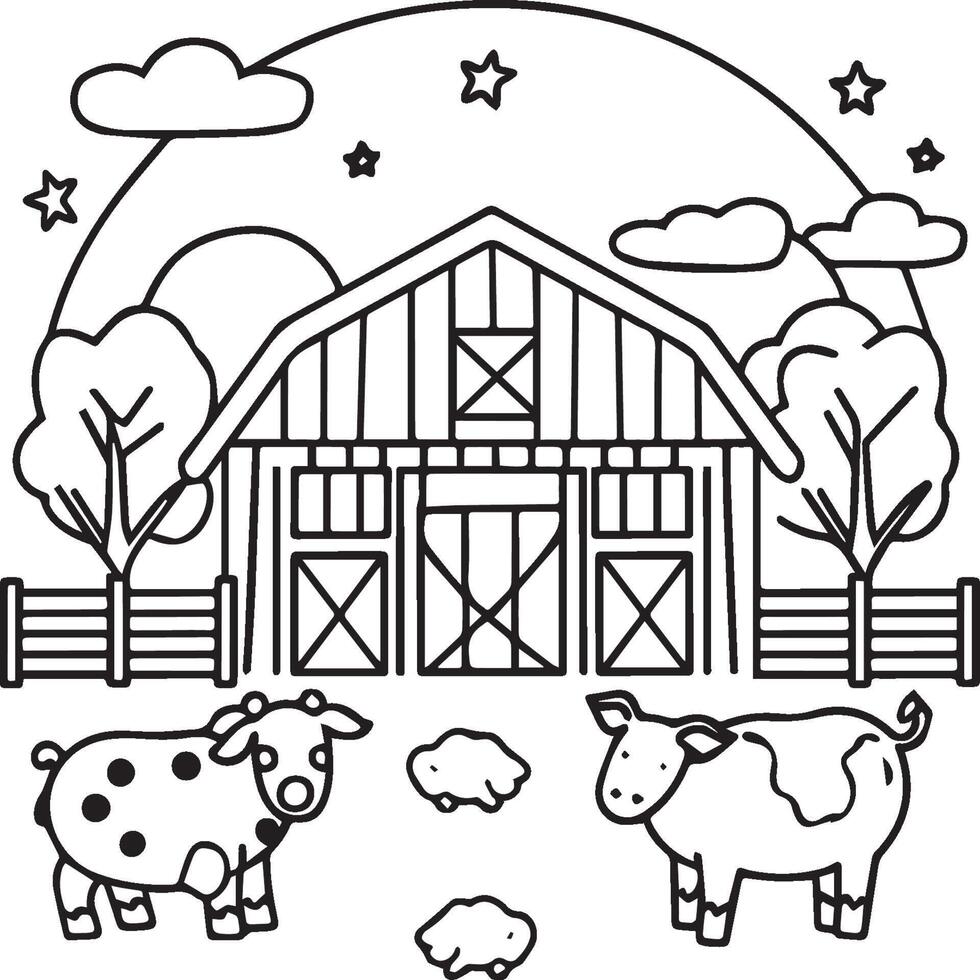 ferme animaux coloration pages pour enfants. ferme animal contour vecteur