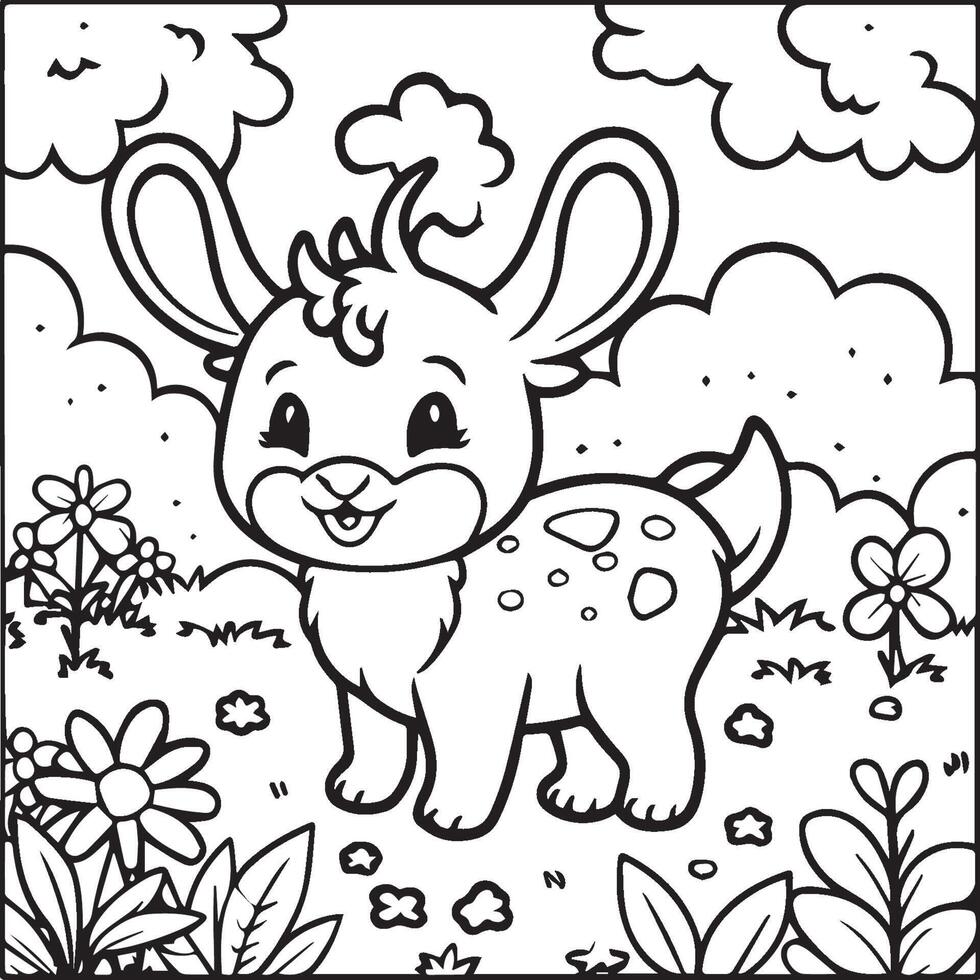 mignonne bébé animaux coloration pages. mignonne bébé animaux contour vecteur