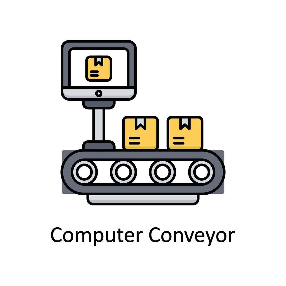ordinateur convoyeur vecteur rempli contour icône conception illustration. fabrication unités symbole sur blanc Contexte eps dix fichier