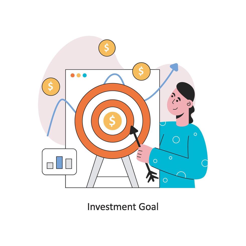 investissement objectif plat style conception vecteur illustration. Stock illustration