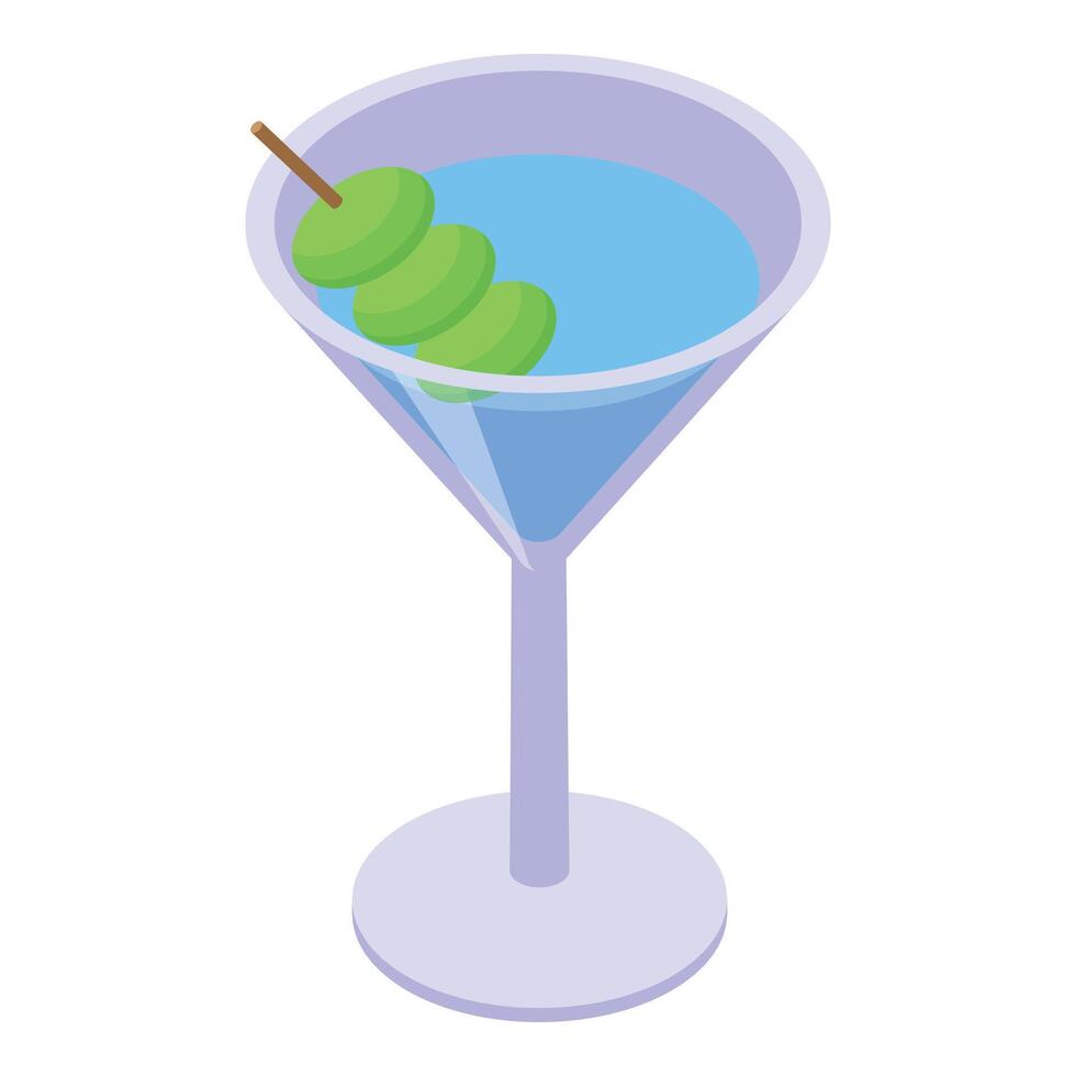 Olives alcoolique cocktail icône isométrique vecteur. fête vacances vecteur