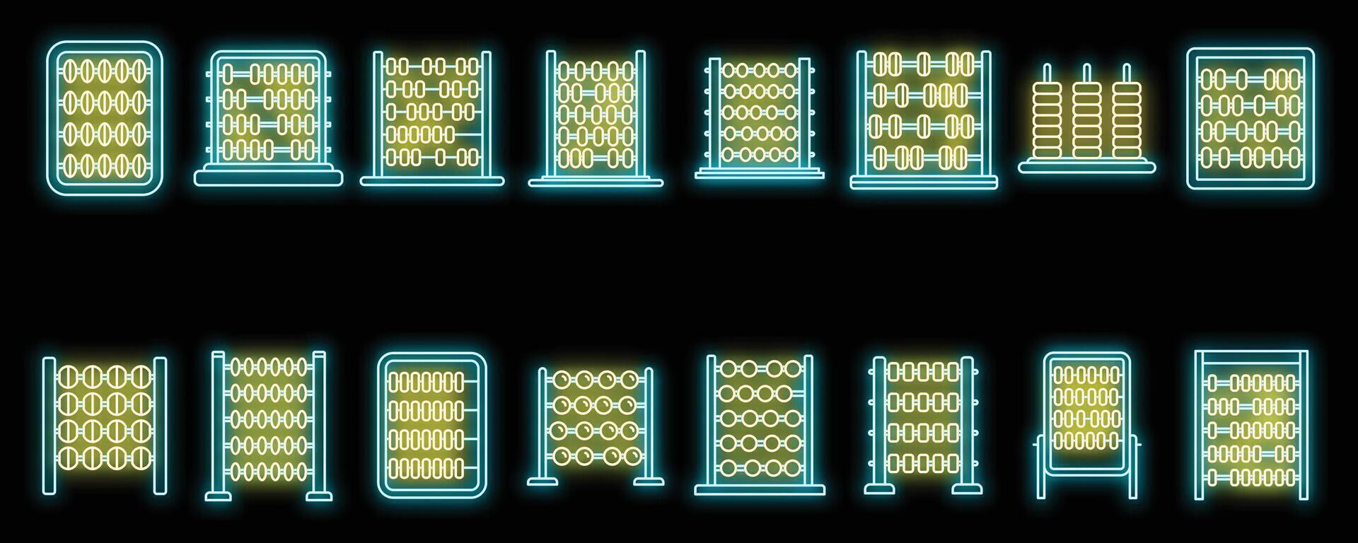 calculer abaque Icônes ensemble vecteur néon