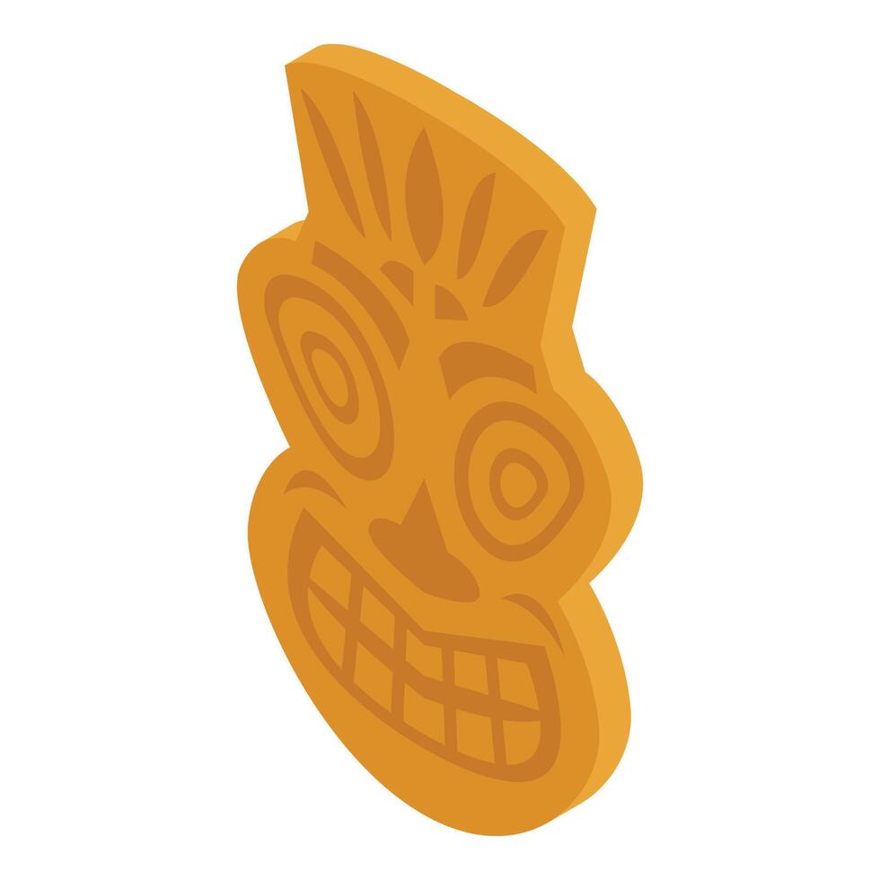 masque totem icône isométrique vecteur. statue idole Maya vecteur