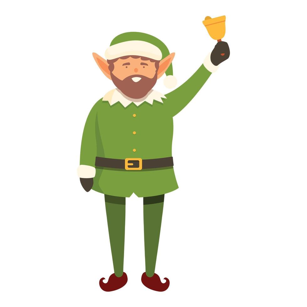 elfe avec or cloche du son icône dessin animé vecteur. la musique Noël vacances vecteur