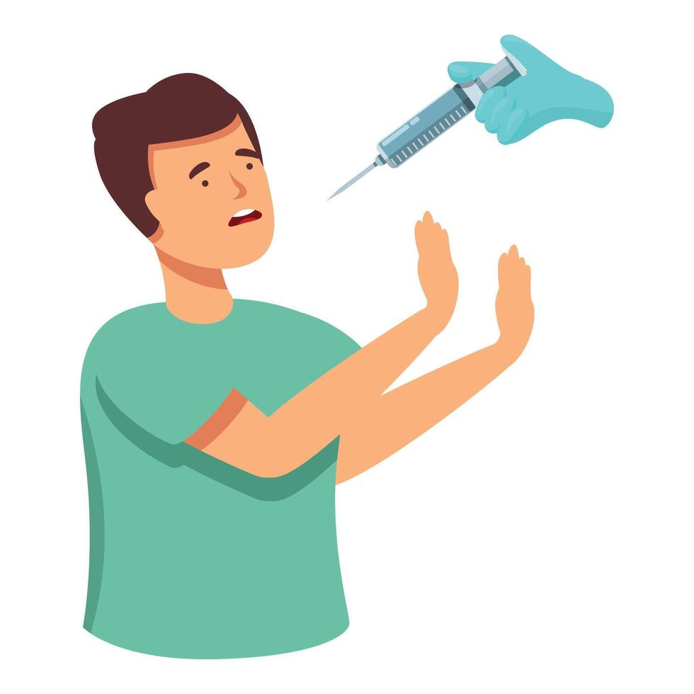 patient effrayé icône dessin animé vecteur. seringue injection de vaccin vecteur