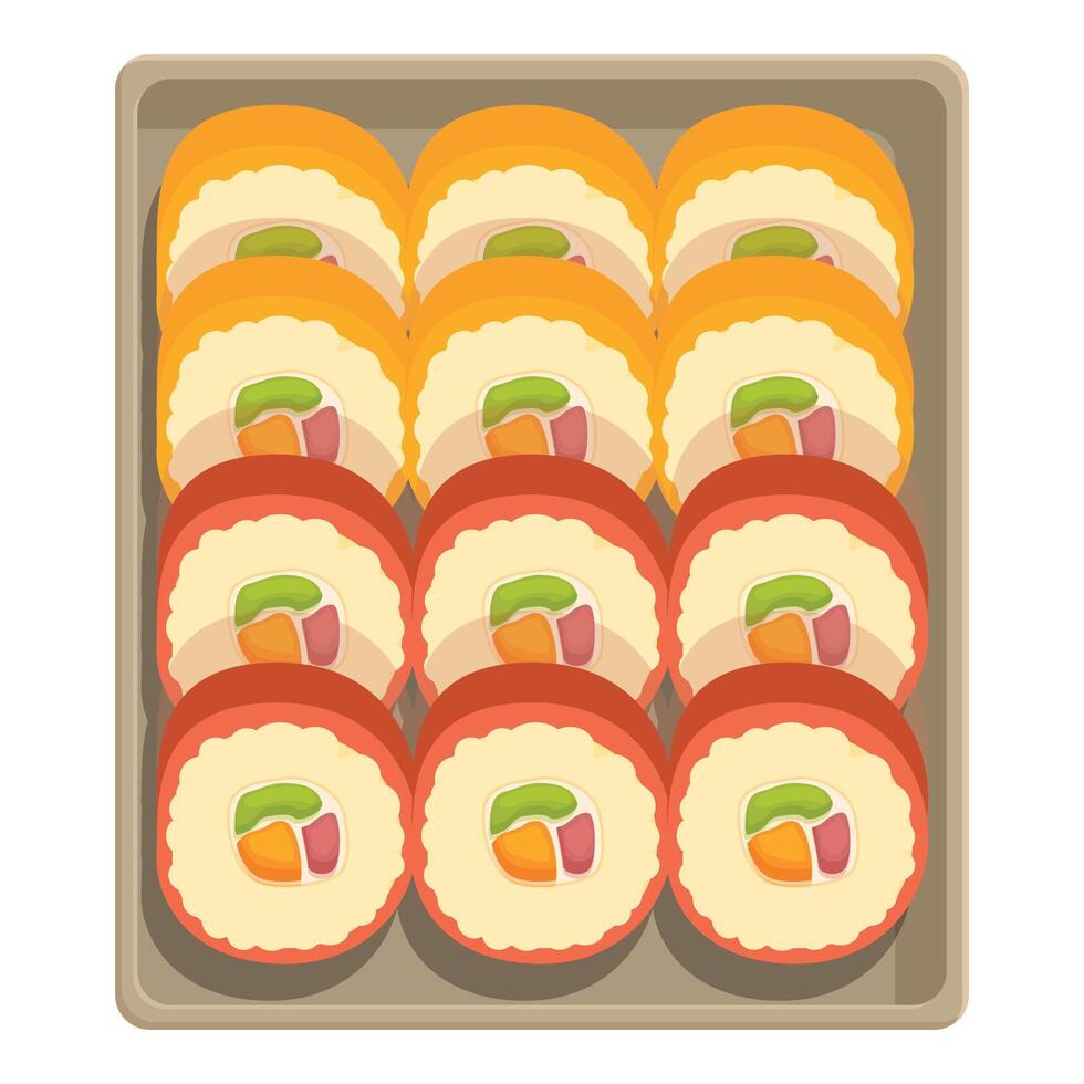 coloré Sushi boîte nourriture icône dessin animé vecteur. prendre en dehors repas vecteur