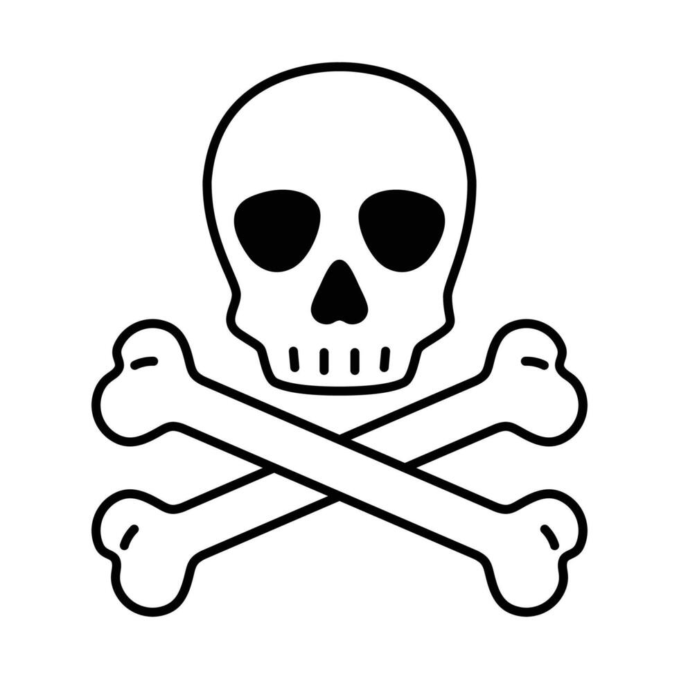 crâne os croisés icône vecteur Halloween logo pirate symbole OS fantôme tête dessin animé personnage griffonnage illustration conception