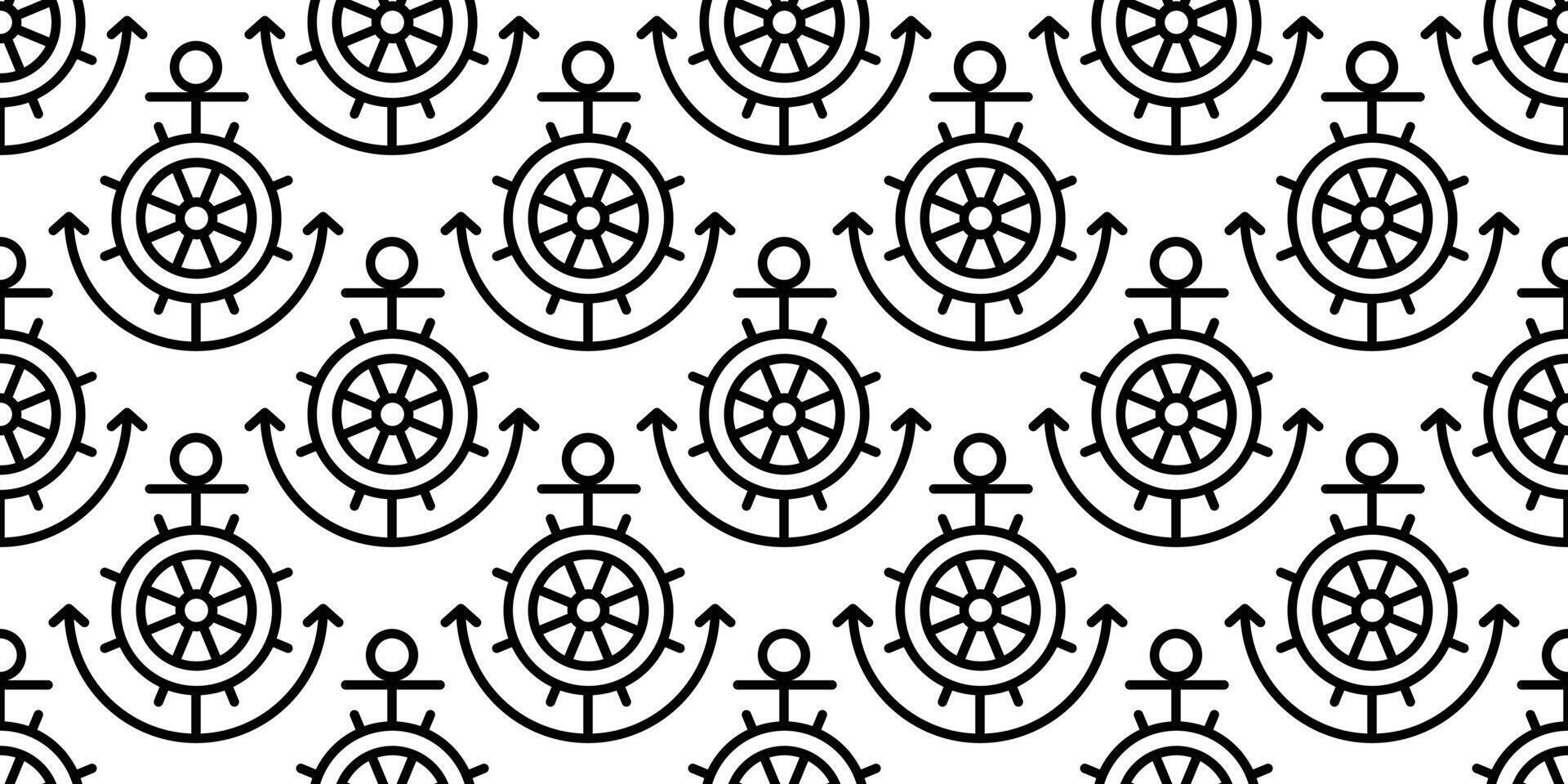 ancre sans couture modèle vecteur bateau barre nager bague pirate maritime nautique mer océan écharpe isolé répéter fond d'écran tuile Contexte ligne conception