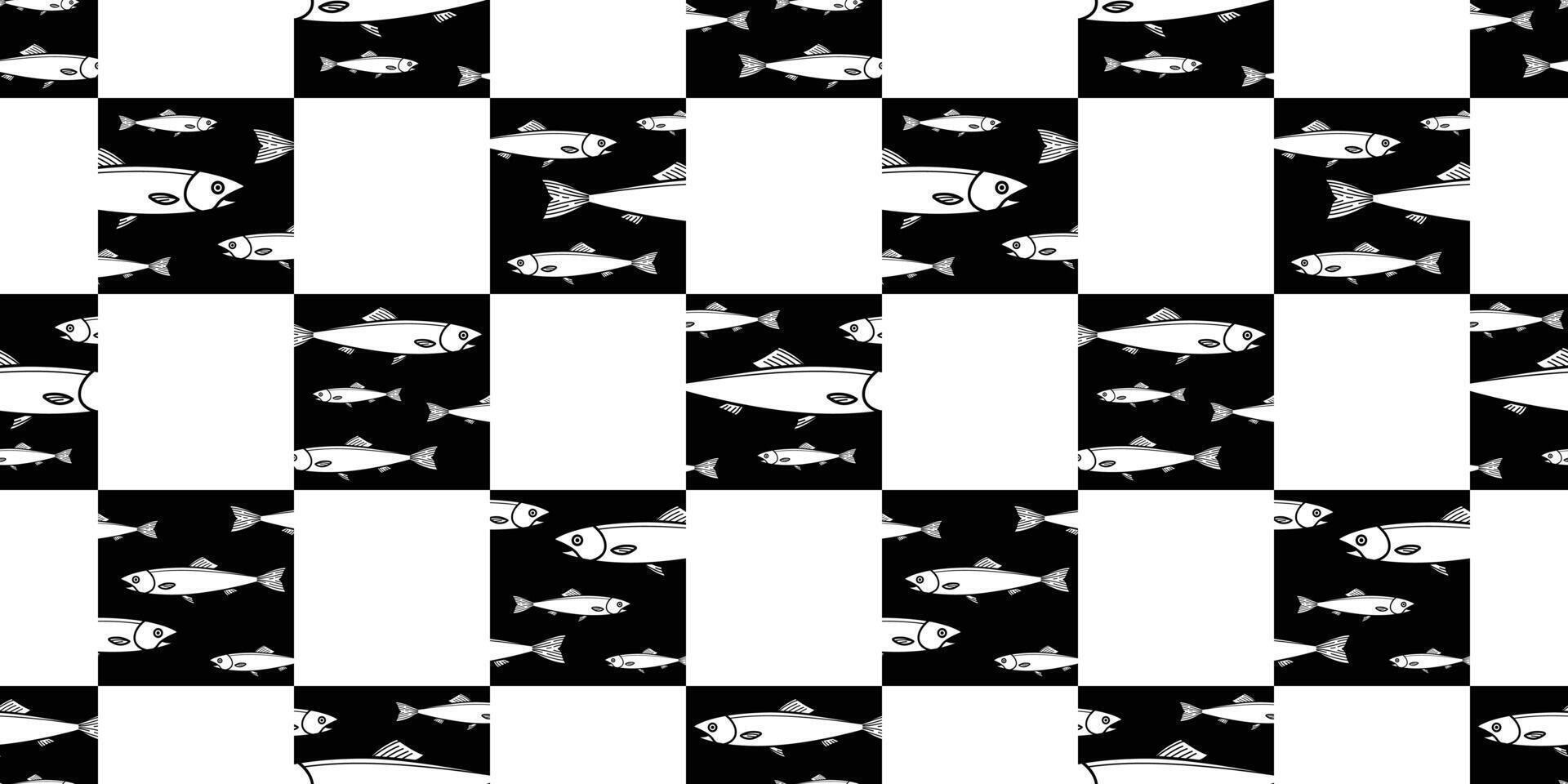 poisson sans couture modèle Saumon vecteur vérifié thon requin écharpe isolé dauphin baleine océan mer répéter fond d'écran tuile Contexte dessin animé illustration animal griffonnage conception