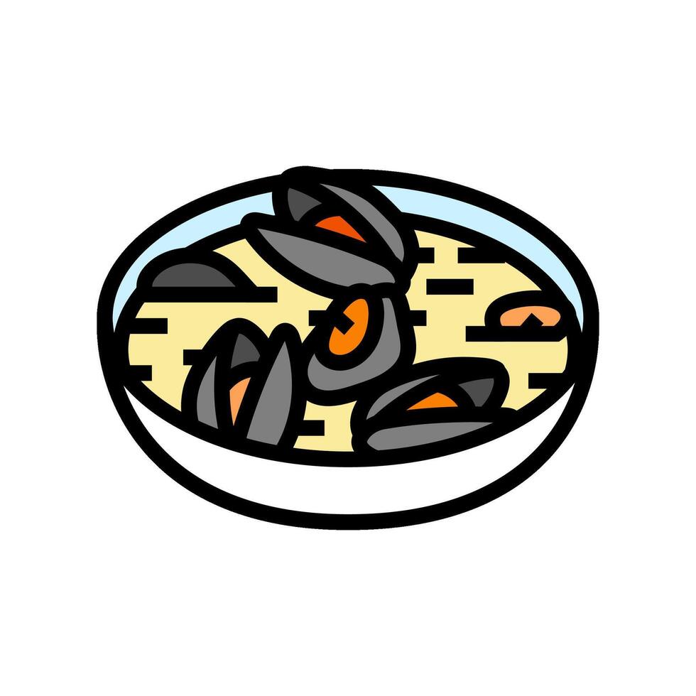 moules bouillon mer cuisine Couleur icône vecteur illustration