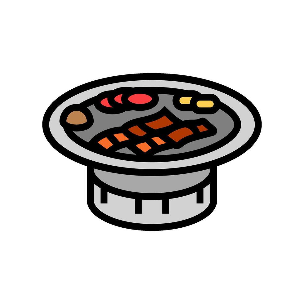 coréen un barbecue gril cuisine Couleur icône vecteur illustration