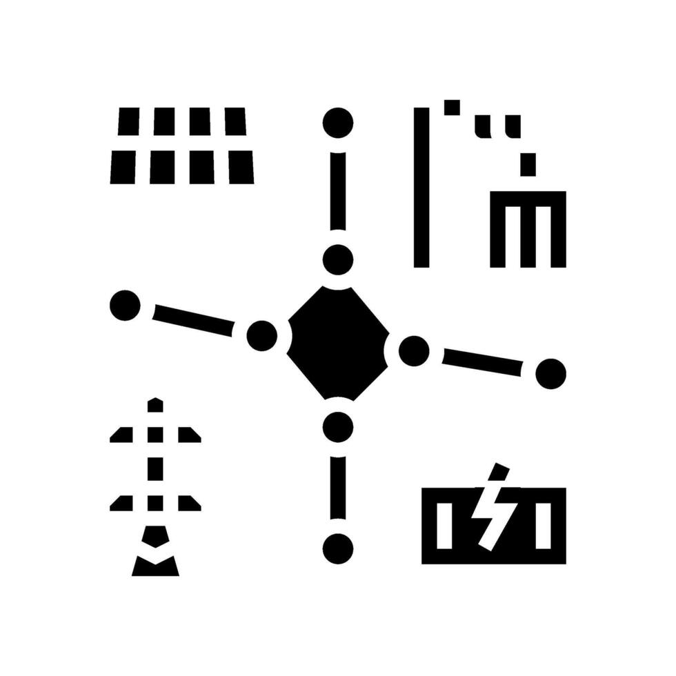 décentralisé énergie glyphe icône vecteur illustration