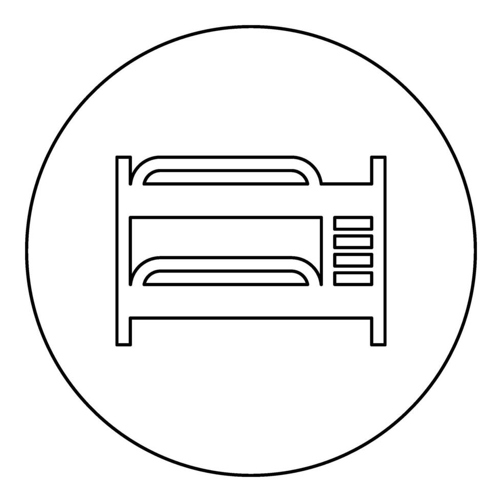 double étage couchette lit icône dans cercle rond noir Couleur vecteur illustration image contour contour ligne mince style