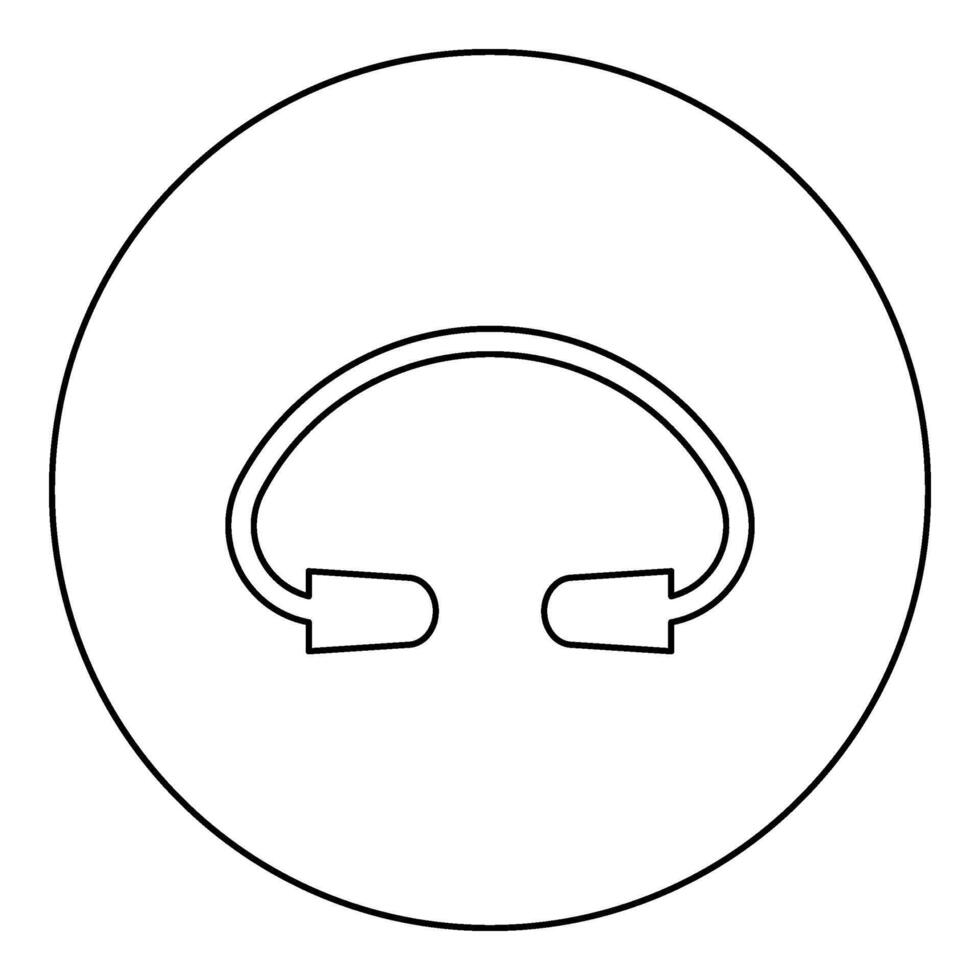 bouchon d'oreille oreille prise de courant protection dispositif icône dans cercle rond noir Couleur vecteur illustration image contour contour ligne mince style