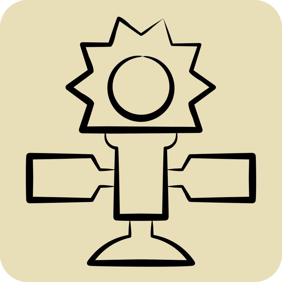 icône solaire panneaux sur vaisseau spatial. en relation à solaire panneau symbole. main tiré style. Facile conception illustration. vecteur