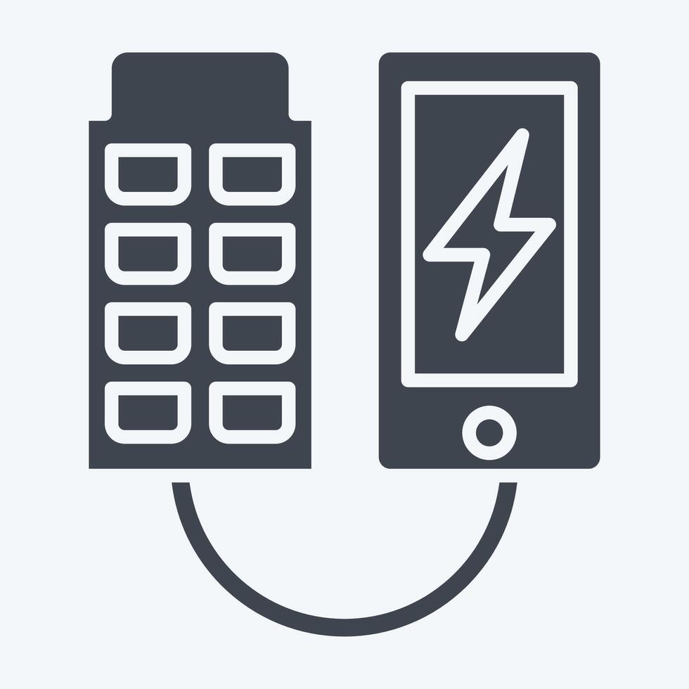 icône portable solaire chargeur. en relation à solaire panneau symbole. glyphe style. Facile conception illustration. vecteur