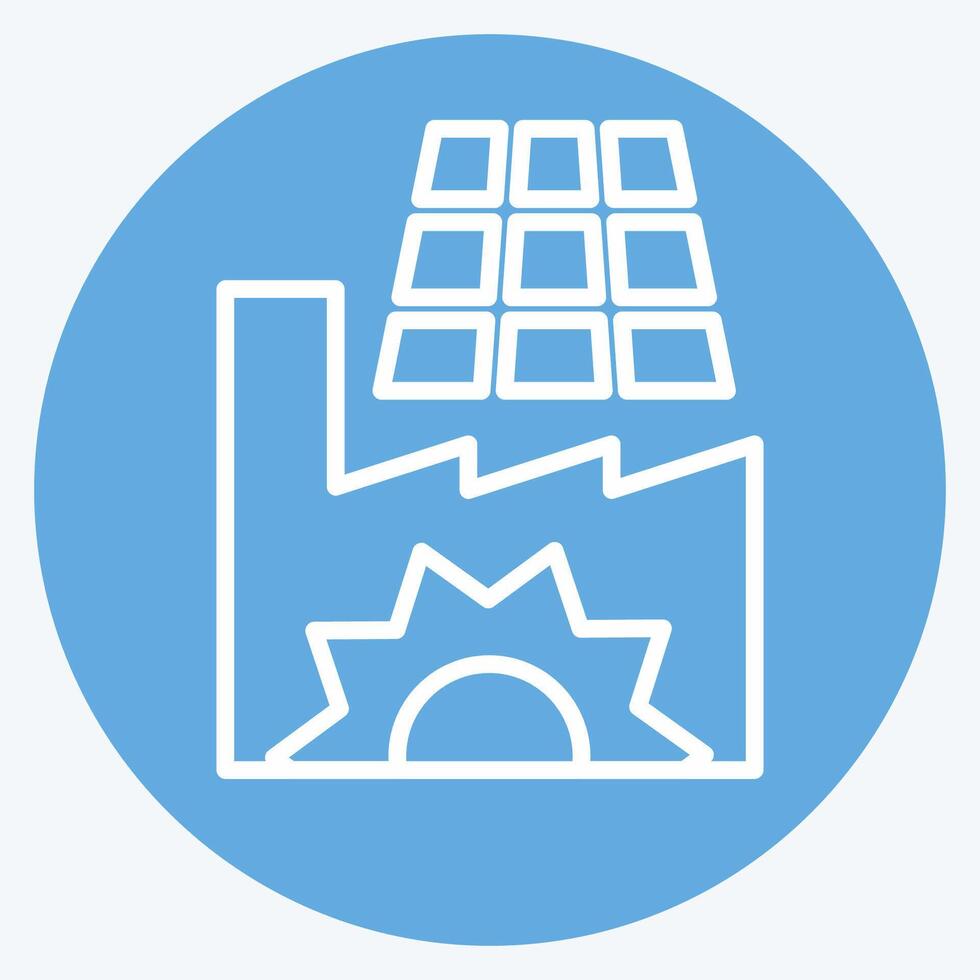 icône solaire alimenté usine. en relation à solaire panneau symbole. bleu yeux style. Facile conception illustration. vecteur