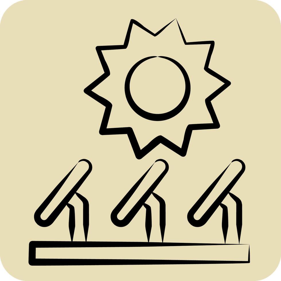 icône solaire plante. en relation à solaire panneau symbole. main tiré style. Facile conception illustration. vecteur