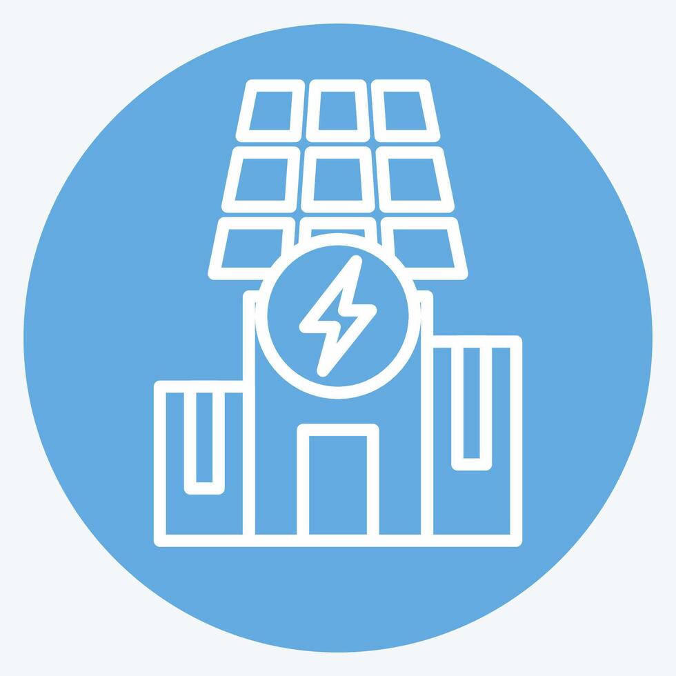 icône solaire alimenté bâtiment. en relation à solaire panneau symbole. bleu yeux style. Facile conception illustration. vecteur