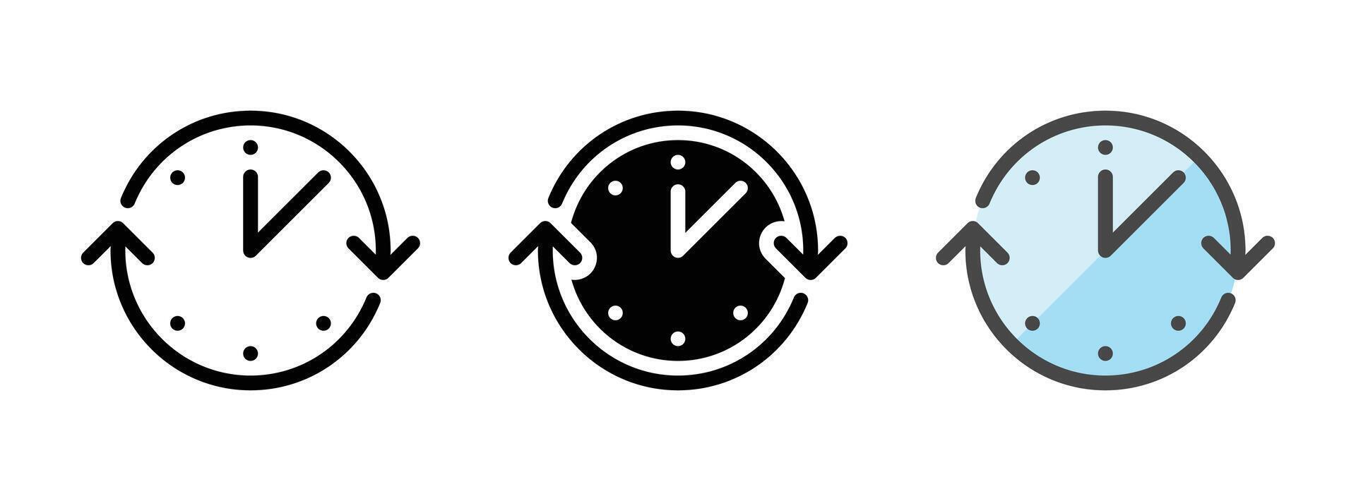 polyvalent l'horloge vecteur icône dans contour, glyphe, rempli contour style
