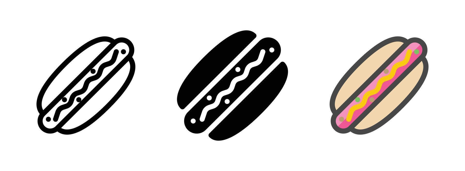 polyvalent chaud chien vecteur icône dans contour, glyphe, rempli contour style