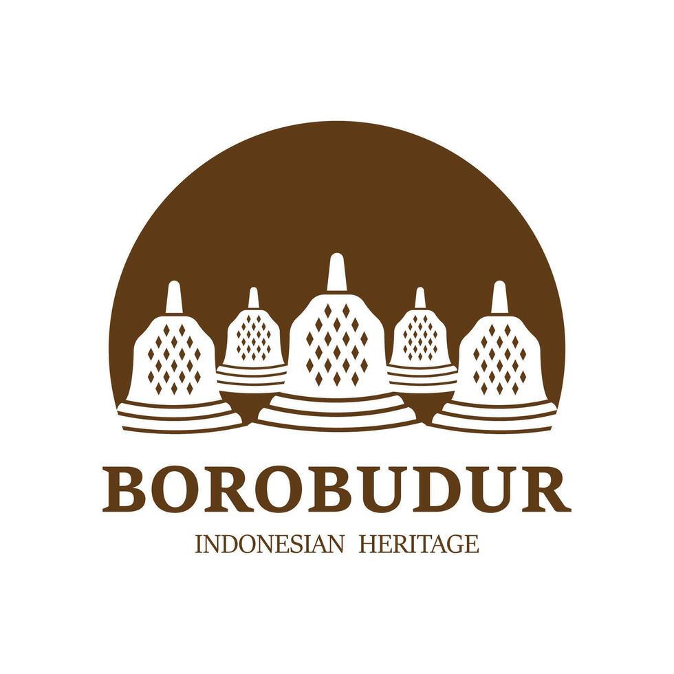 Facile borobudur temple logo vecteur conception, stupa de borobudur pierre temple indonésien patrimoine silhouette logo conception