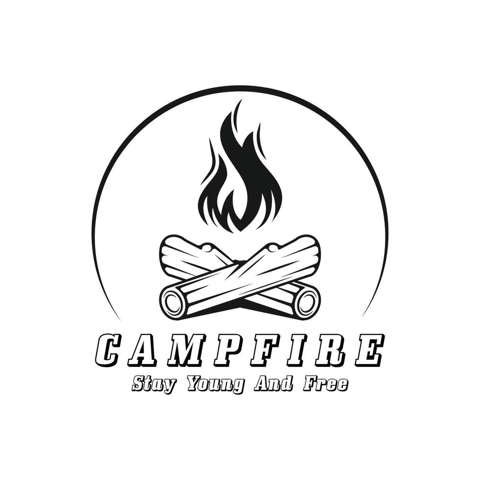 ancien feu de camp logo conception, camping vecteur. logo pour camping , aventure faune , feu de camp et région sauvage vecteur