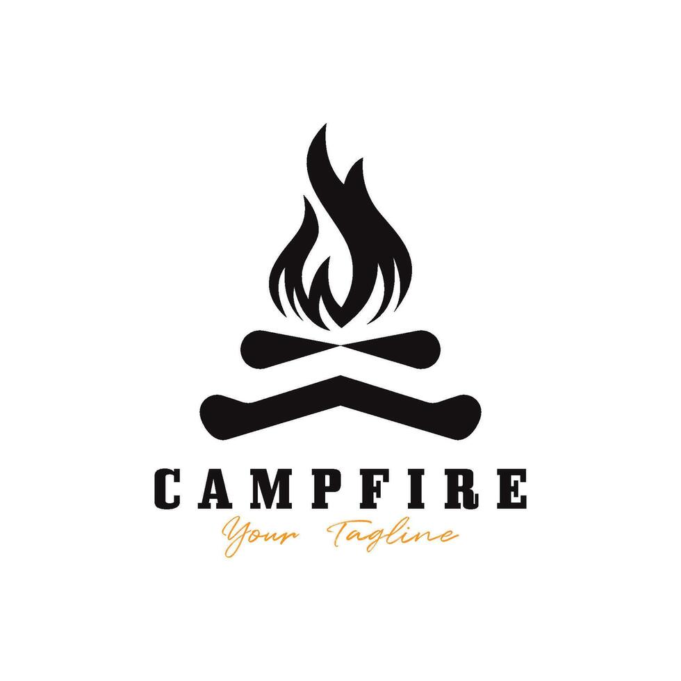 ancien feu de camp logo conception, camping vecteur. logo pour camping , aventure faune , feu de camp et région sauvage vecteur