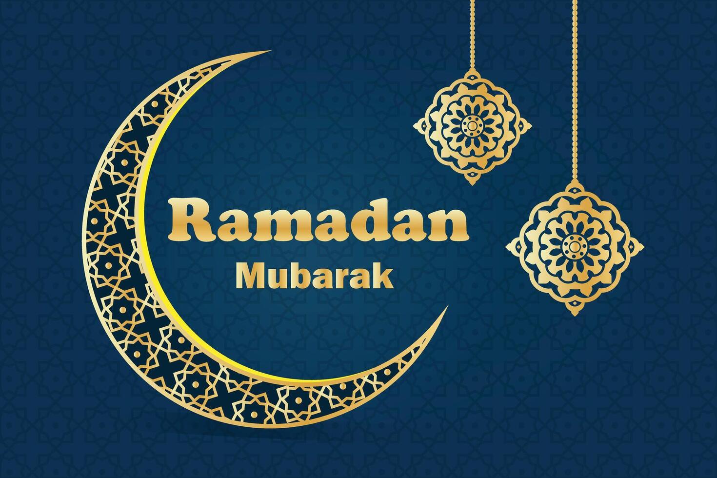 Ramadan kareem islamique Contexte avec lanterne croissant lune étoiles et mandala modèle d'or Couleur islamique salutations. Ramadan mubarak islamique Festival décor saint mois fête bannière, invitation. vecteur