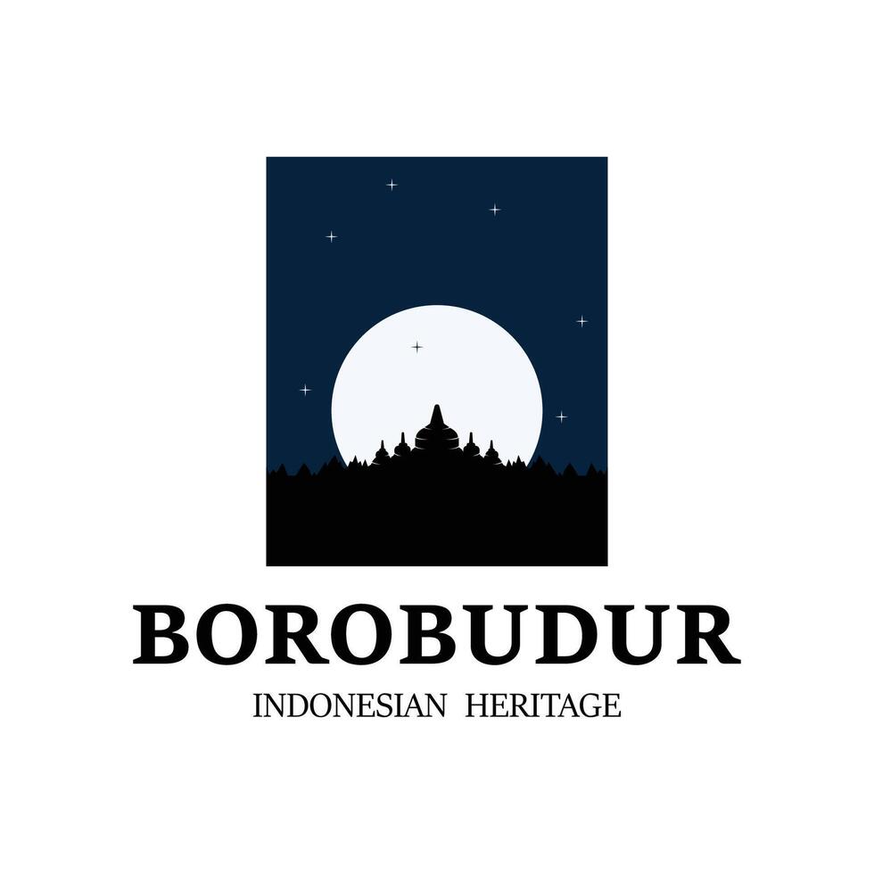 Facile borobudur temple logo vecteur conception, stupa de borobudur pierre temple indonésien patrimoine silhouette logo conception