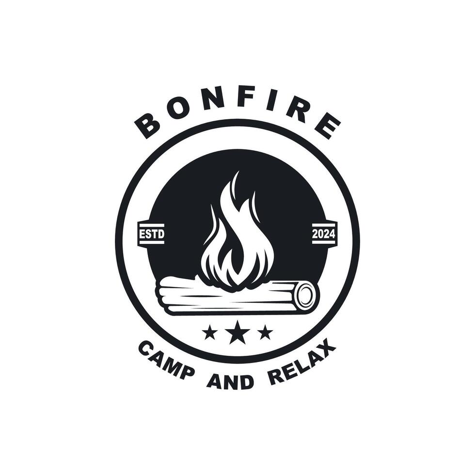 ancien feu de camp logo conception, camping vecteur. logo pour camping , aventure faune , feu de camp et région sauvage vecteur