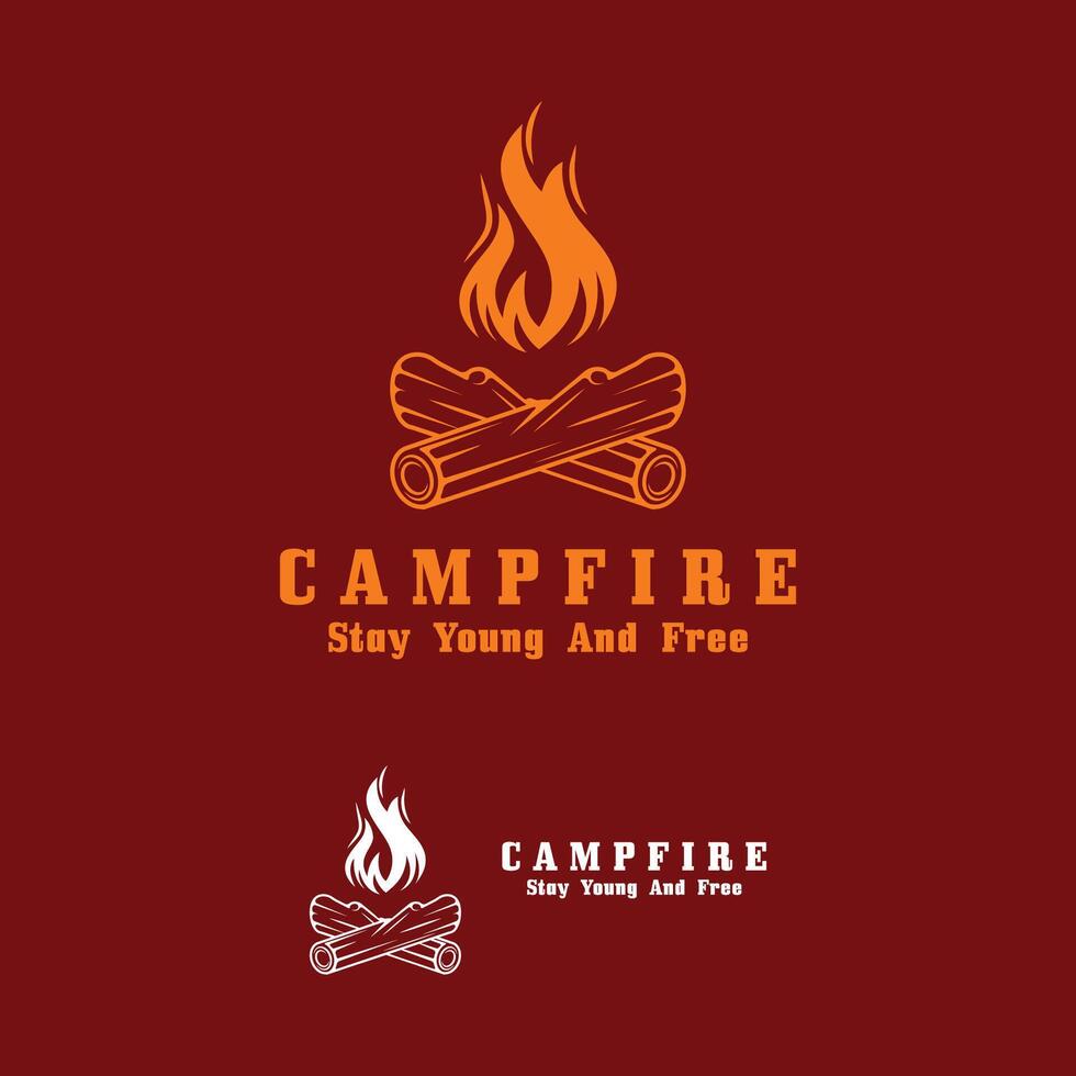 ancien feu de camp logo conception, camping vecteur. logo pour camping , aventure faune , feu de camp et région sauvage vecteur