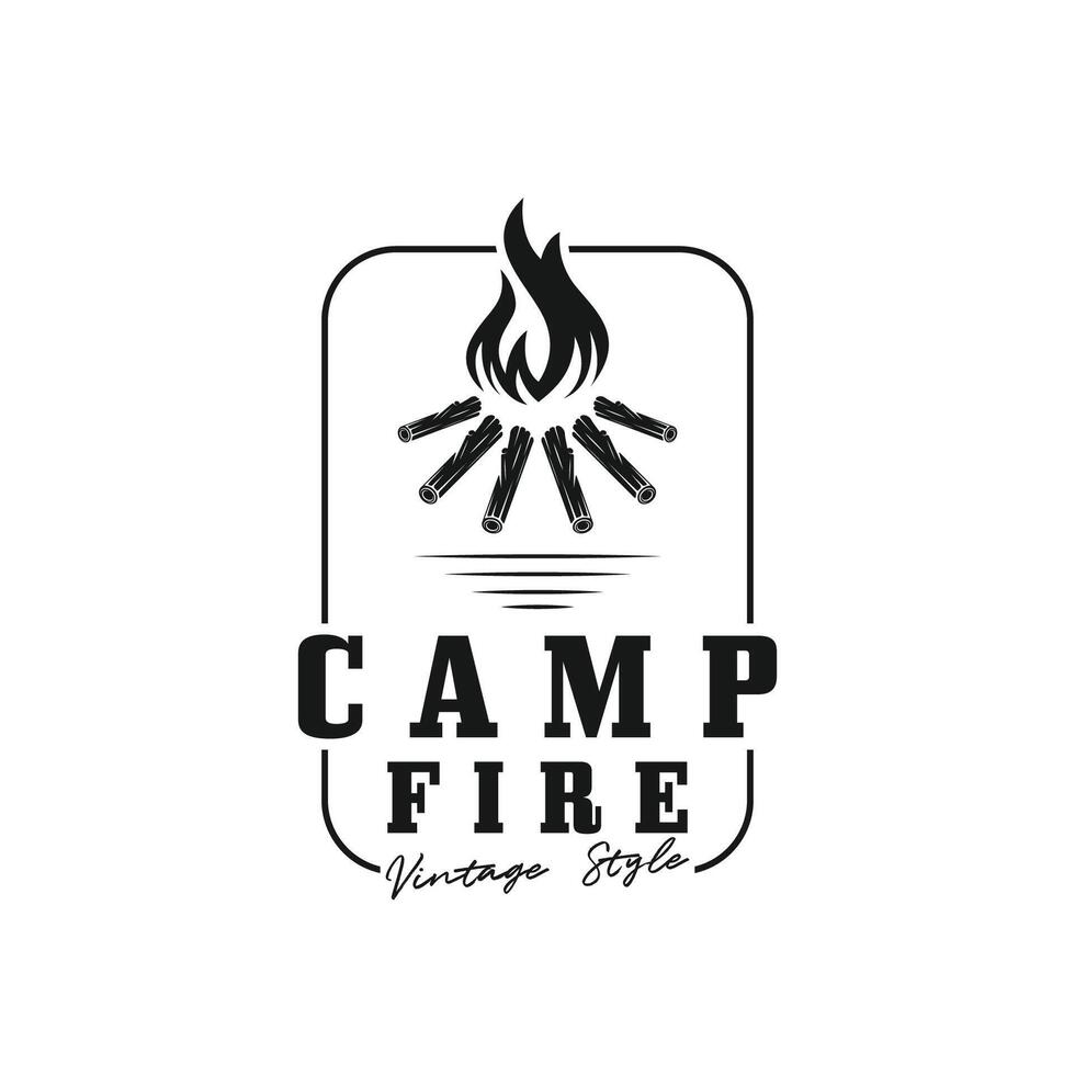 ancien feu de camp logo conception, camping vecteur. logo pour camping , aventure faune , feu de camp et région sauvage vecteur