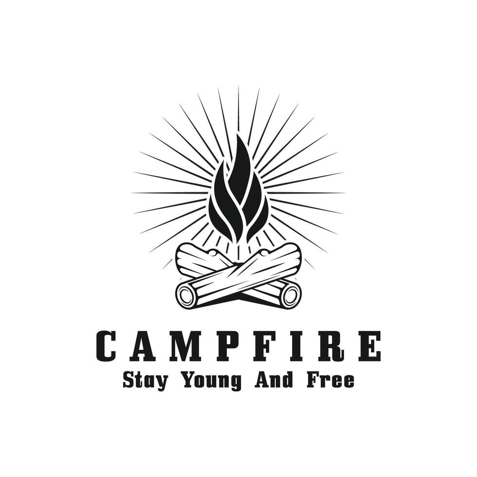 ancien feu de camp logo conception, camping vecteur. logo pour camping , aventure faune , feu de camp et région sauvage vecteur