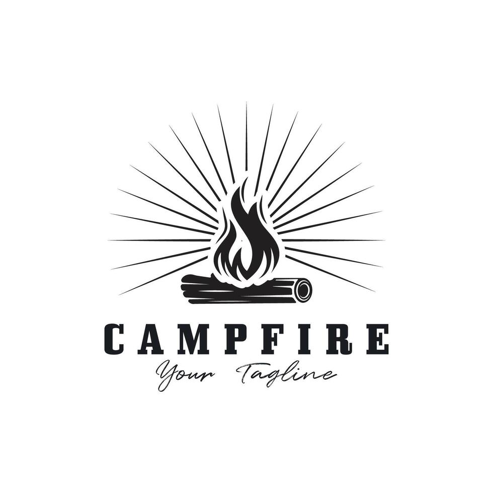 ancien feu de camp logo conception, camping vecteur. logo pour camping , aventure faune , feu de camp et région sauvage vecteur