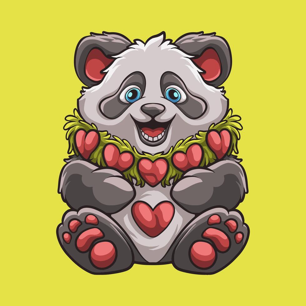 Panda l'amour mascotte génial illustration pour votre l'image de marque affaires vecteur