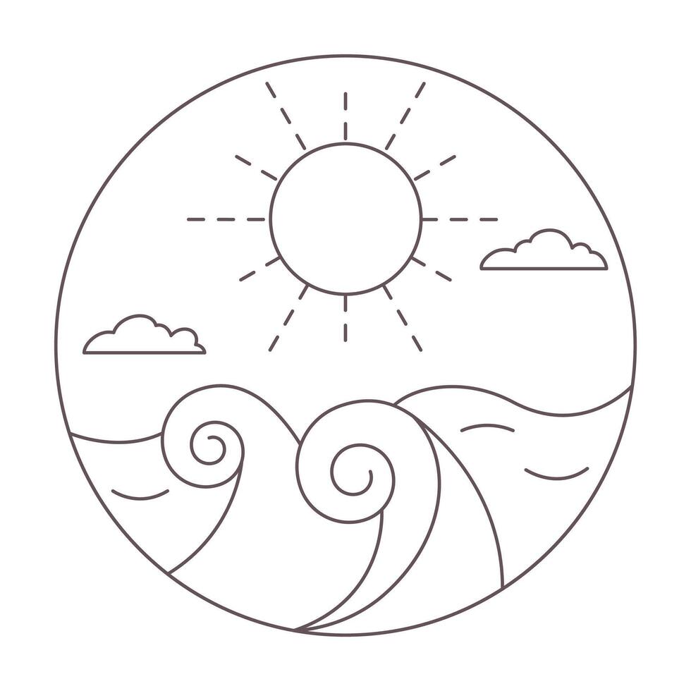 Soleil et mer emblème vecteur