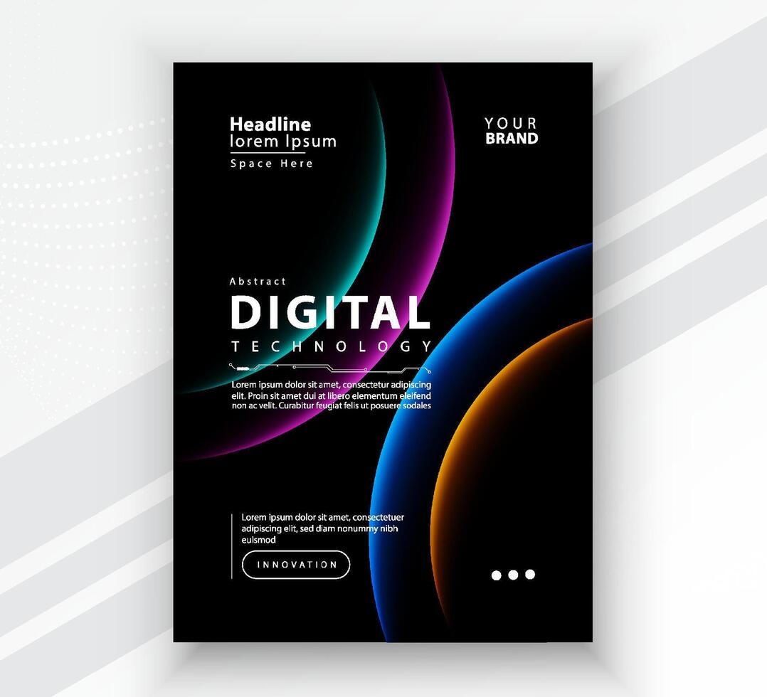 affiche brochure couverture bannière présentation disposition modèle, La technologie numérique futuriste l'Internet réseau lien noir arrière-plan, abstrait cyber futur technologie communication, ai gros Les données science 3d vecteur