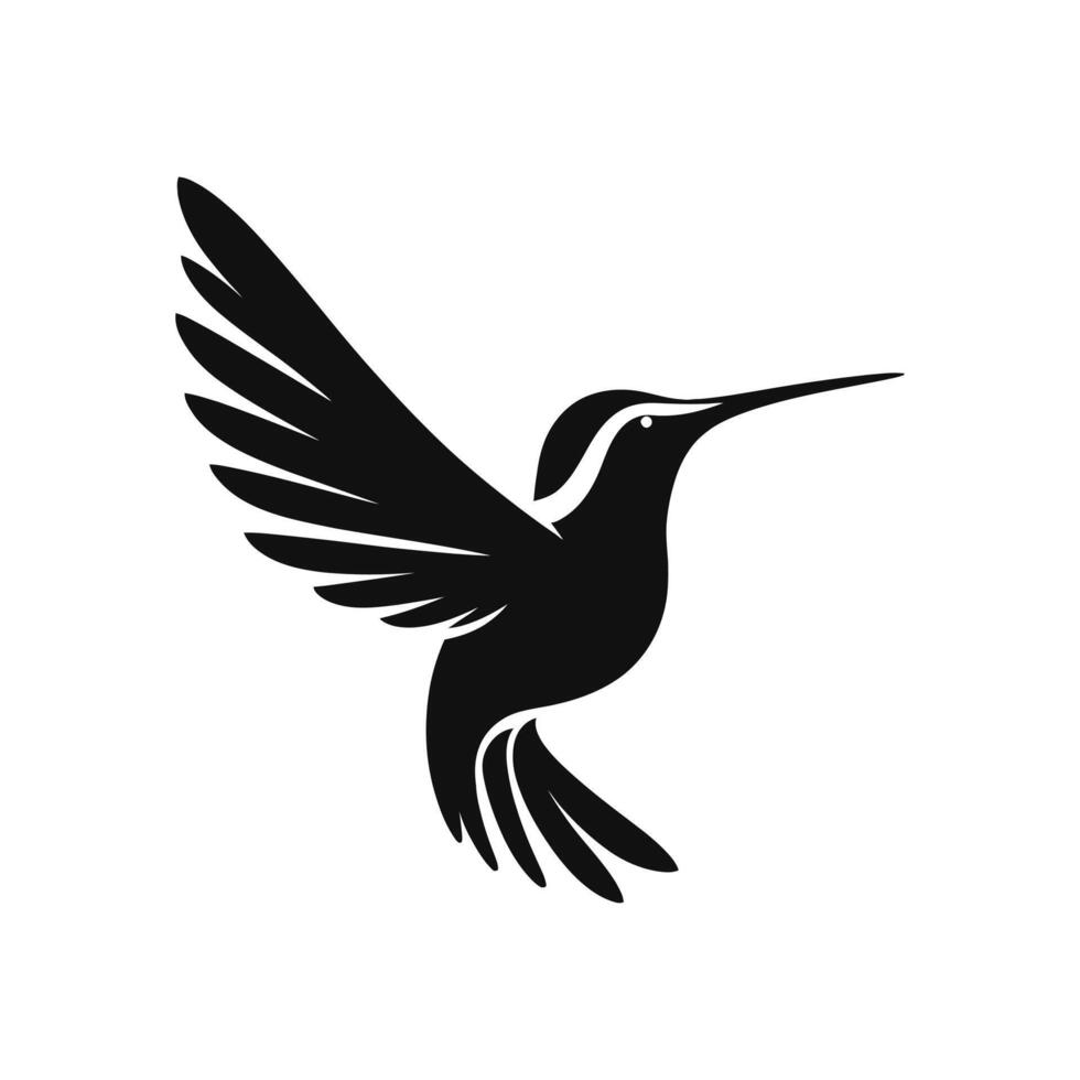 gracieux battement colibri icône silhouette vecteur illustration